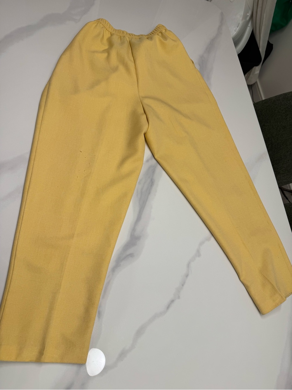 Vintage High-Waist Yellow Tailored Women's Trousers - Picture 8 of 10